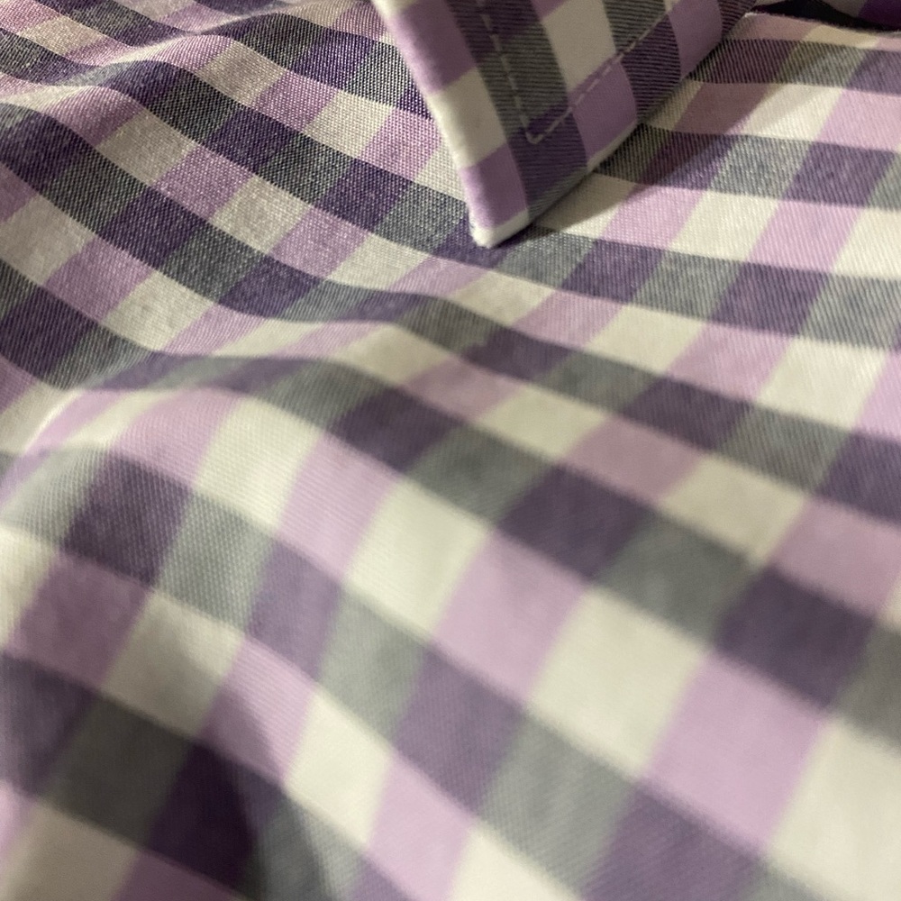Banana Republic L Classic Fit - White, Purple, Gray plaid button up